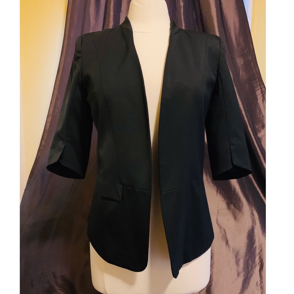 H&M Black Blazer, buttonless 3/4 sleeve, size 6
